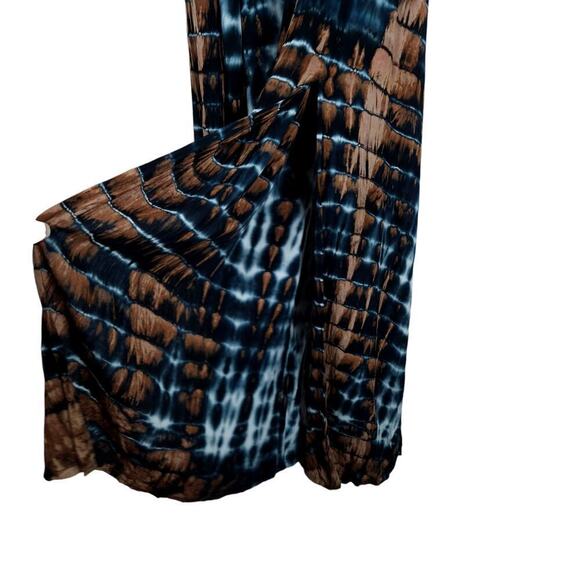 Tiare Womens Maxi Dress Blue Brown Tie Dye  ightweight Cinched Waist Beachy - Picture 12 of 15